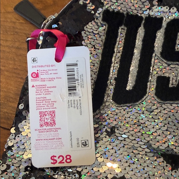 Justice Iridescent Sequin Backpack with Black Details - Picture 2 of 5